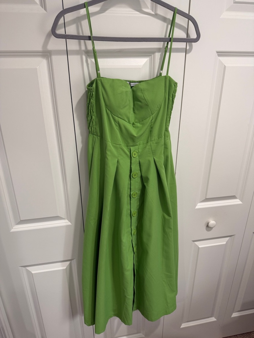 Bright Green Spaghetti-Strap Midi Dress